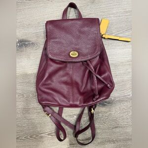 Vintage Coach Pebbled Leather Turnlock Backpack – Oxblood Burgundy
